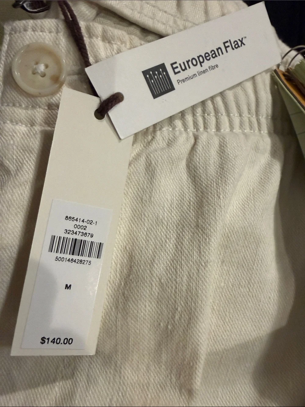 Banana Republic Straight Italian Linen Cotton Pull on Pant. Linen color. Medium